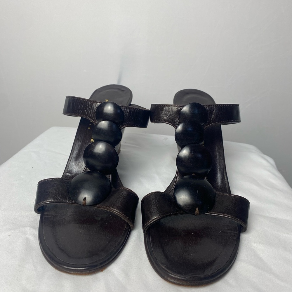 Robert Clergerie Leather studded accents T strap Sandals